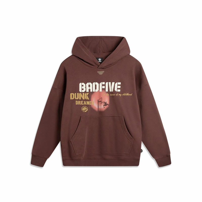 李宁正品反伍BADFIVE系列男子经典复古连帽卫衣套头衫AWDV595-2