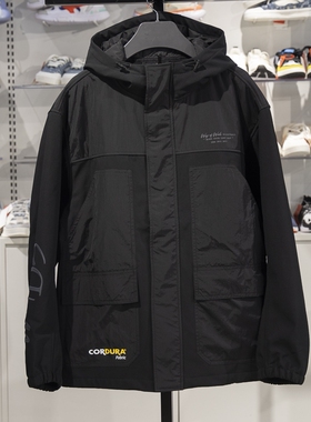 李宁正品韦德系列男子防泼水加绒保暖宽松连帽运动风衣AFDT693-1