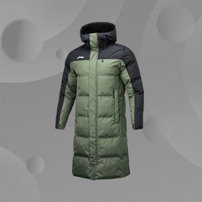 李宁棉服冬男长款过膝加厚保暖防风外套连帽防泼水棉衣AFMR461