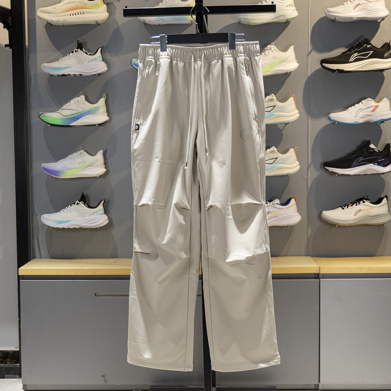 李宁正品2025冬季新款男子直筒加绒保暖潮流宽松伞兵裤AYKV557-1