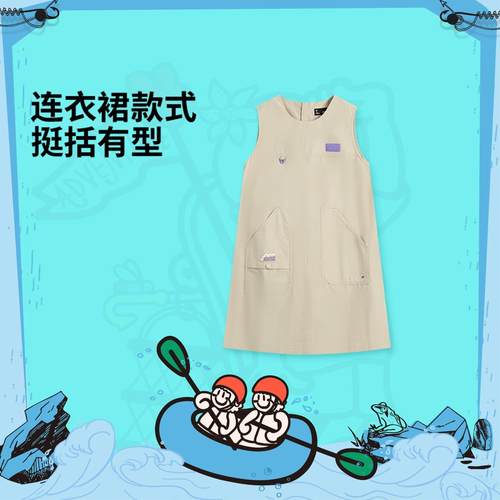 李宁正品户外系列女大童棉质亲肤舒适百搭梭织休闲连衣裙YSKV054
