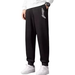 李宁正品2025新款男女款大logo印花舒适透气针织运动裤YKLU157-1