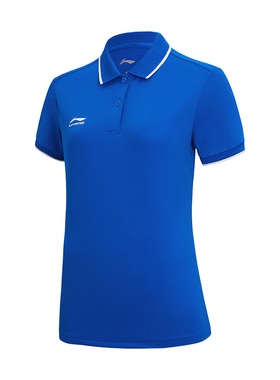 Lining/李宁正品夏季女子运动休闲简约宽松透气短袖POLO衫APLS094