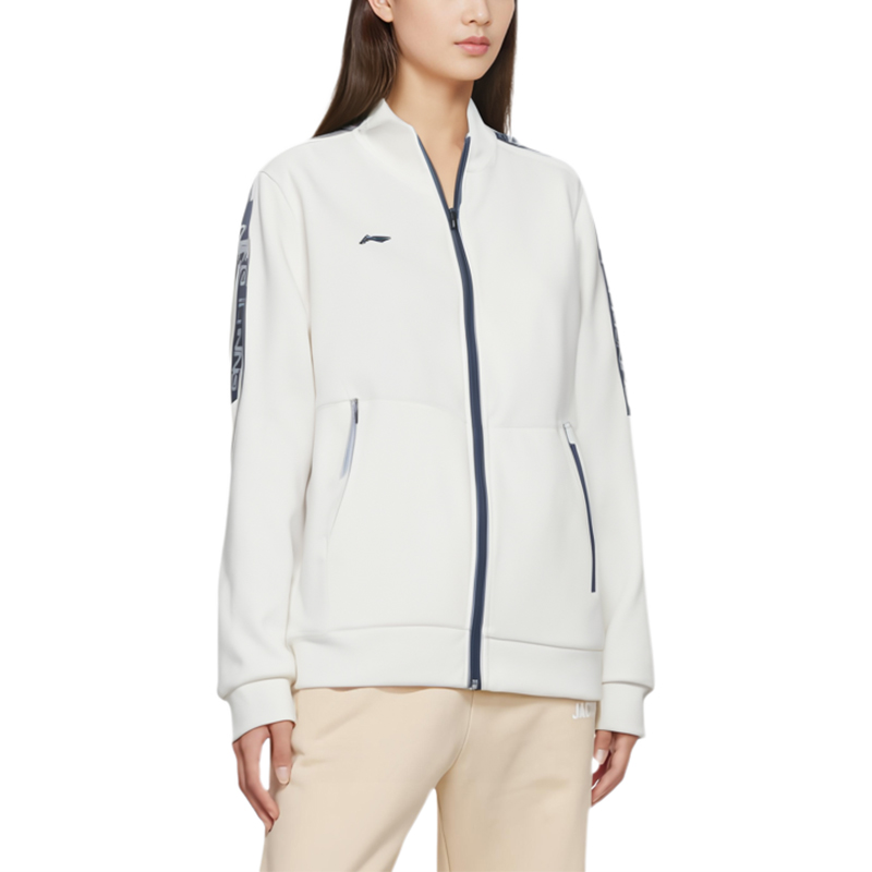 李宁正品团购系列女子舒适休闲简约拉链立领夹克外套AWDUA80-2