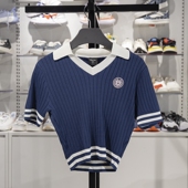 2025春季 AMBU216 新款 撞色翻领修身 李宁正品 编织衫 女子时尚 短袖