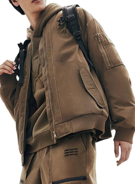 Lining/李宁正品秋季男女新款宽松工装立领运动休闲羽绒服AYMS407