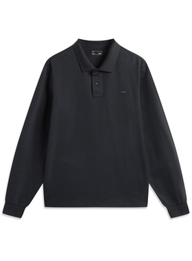 李宁正品2025新款男士翻领轻质运动休闲翻领长袖POLO衫APLV447-1