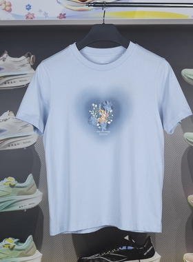 李宁正品x 迪士尼桑普兔女子潮流休闲印花宽松运动短袖AHSU770-2