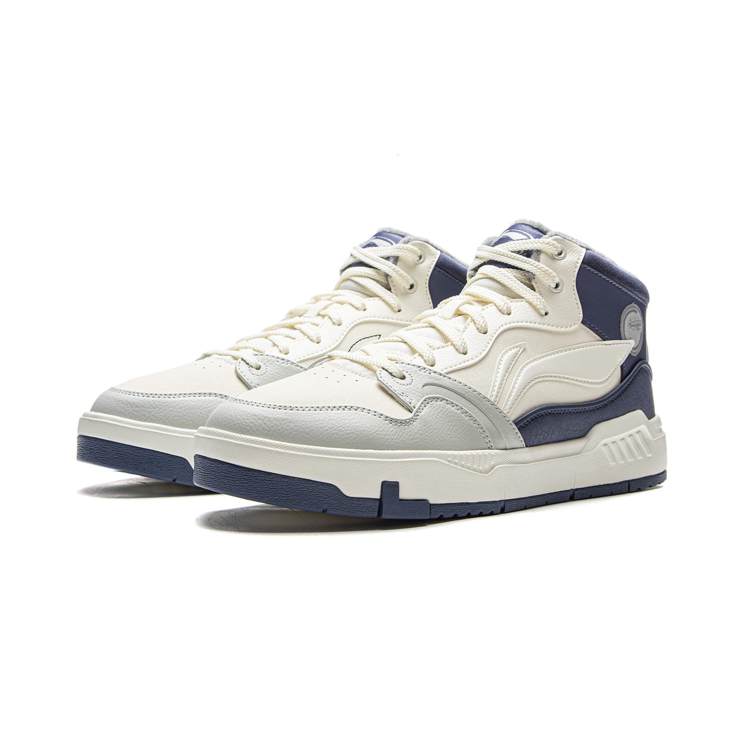 李宁正品COMMON 80s MID男子防滑耐磨加绒保暖运动板鞋AGCV407