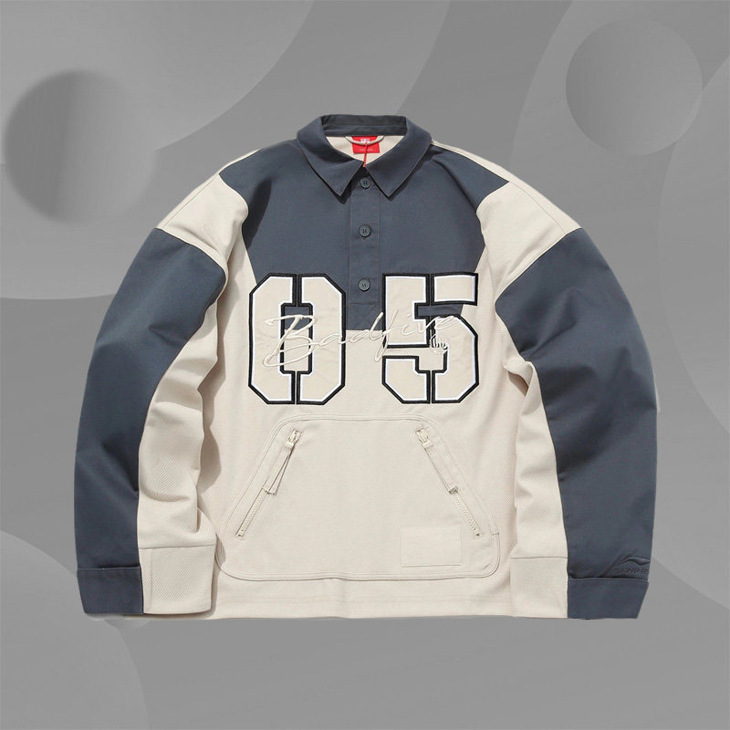 中国李宁长袖Polo衫BADFIVE反伍篮球系列男女翻领休闲外套APLQ259