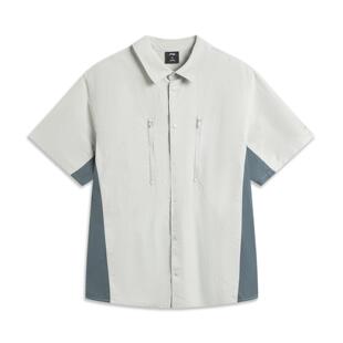 衬衫 T恤ASHV051 CF溯男子速干凉爽宽松休闲运动翻领短袖 李宁正品