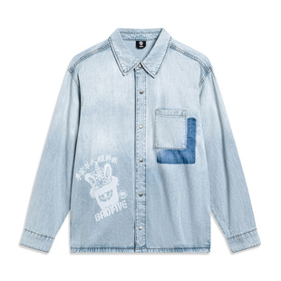 男子潮流时尚 冬季 宽松休闲水洗牛仔外套AJDT771 李宁正品 Lining