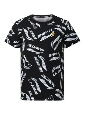 Lining/李宁正品夏季儿童满印宽松舒适透气圆领短袖T恤AHSR634