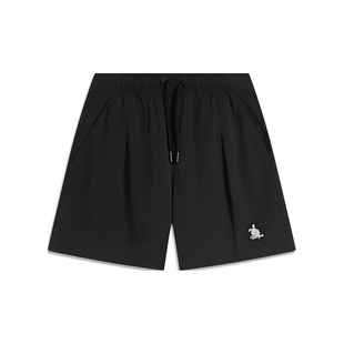 李宁正品桑普兔系列女子时尚简约耐穿系带休闲运动短裤AKSU658-1