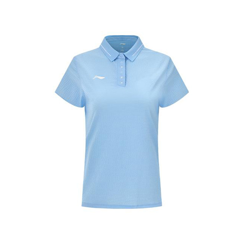 李宁正品赞助系列女子时尚简约透气修身翻领短袖POLO衫APLS228-1