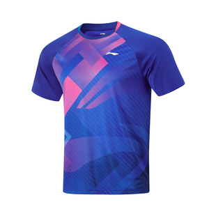 圆领速干凉爽比赛短袖 时尚 T恤AAYU031 乒乓球系列男女同款 李宁正品