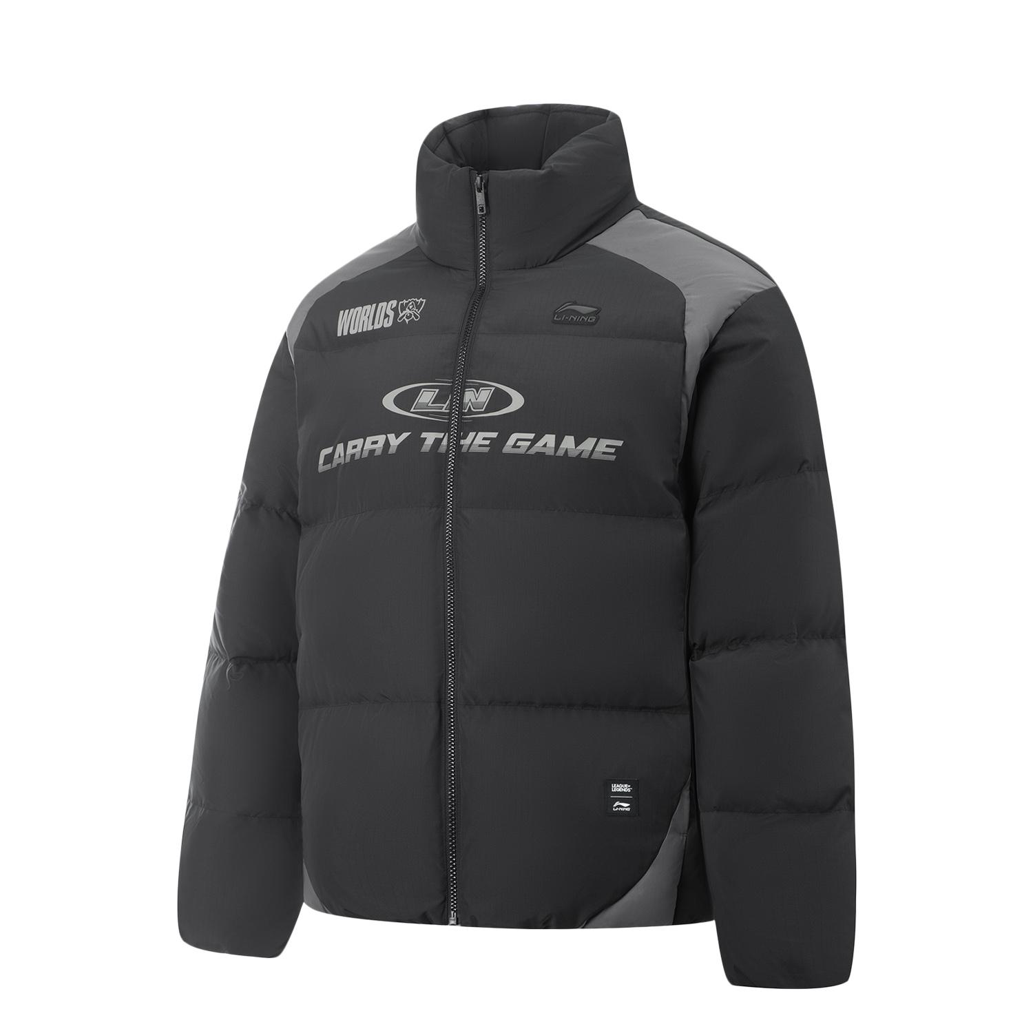 李宁正品 x LPL联名系列男子保暖运动休闲宽松立领羽绒服AYMV257
