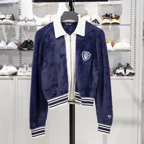 李宁正品运动潮流系列女子时尚休闲翻领编织衫毛衣外套AMBV020-1