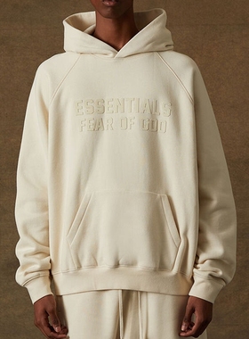 Fear of God Essentials FOG新款22植绒套头连帽字母卫衣帽衫浮雕