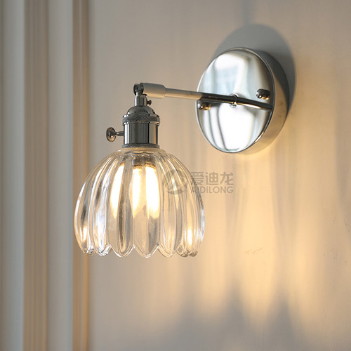 铬色LED壁灯卧室玻璃背景壁灯