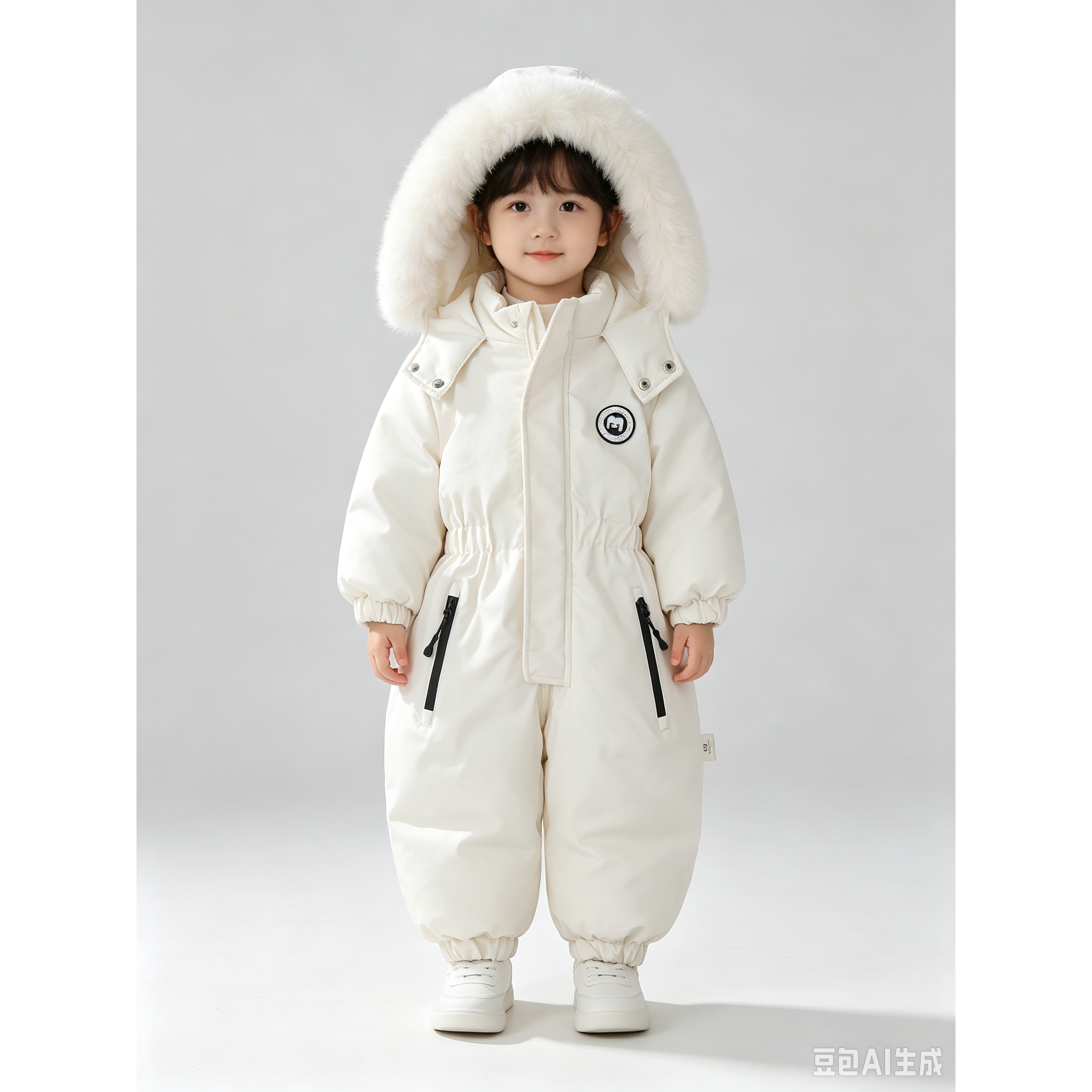 加厚宝宝连帽滑雪服连体衣冬季男女小童夹棉保暖抗寒爬服哈衣童装