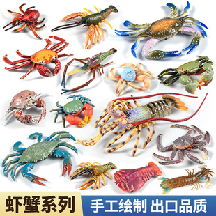 仿真螃蟹模型海洋动物玩具生物世界龙虾梭子蟹帝王蟹儿童认知摆件