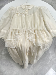 周美美同款 新中式斜门襟盘扣100%桑蚕丝OR人丝两件套连衣裙