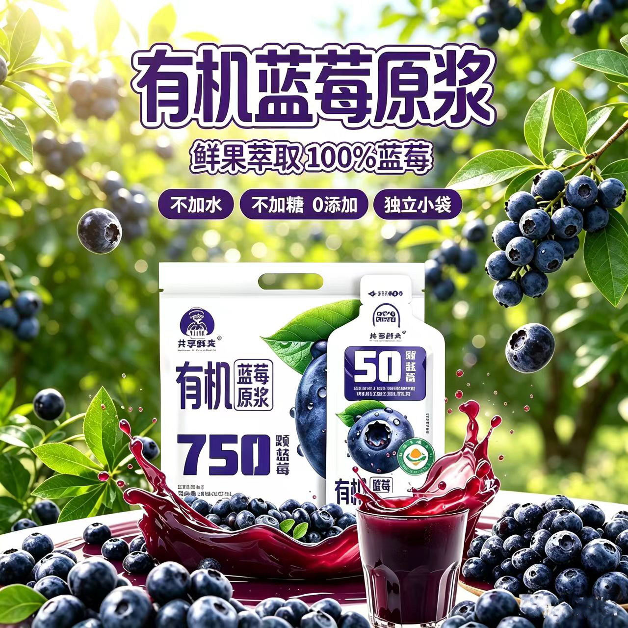 100%有机蓝莓原浆0添加30ml*15袋