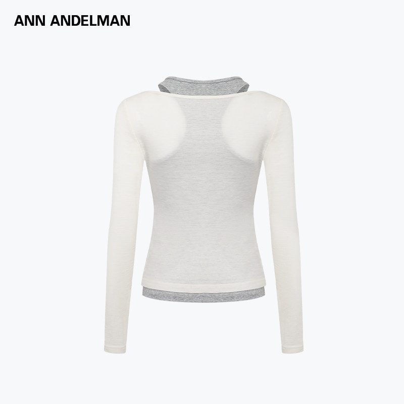 ANN ANDELMAN官方直营圆领套头设计感打底衫修身两件套针织上衣女
