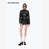 ANN 皮衣女秋冬高级感又酷又飒抽绳皮收腰黑色皮外套 ANDELMAN工装