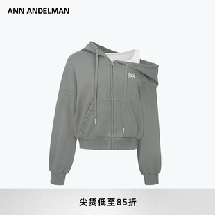 【易梦玲同款】ANN ANDELMAN官方直营做旧假两件露肩卫衣设计感