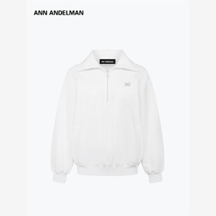 ANN ANDELMAN秋季新款三色可选高领半拉炼棉质运动衫无帽卫衣外套