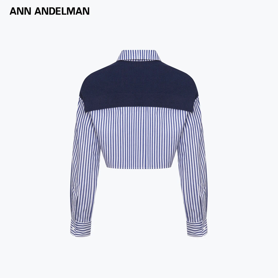 ANNDELM蓝白条纹短款休
