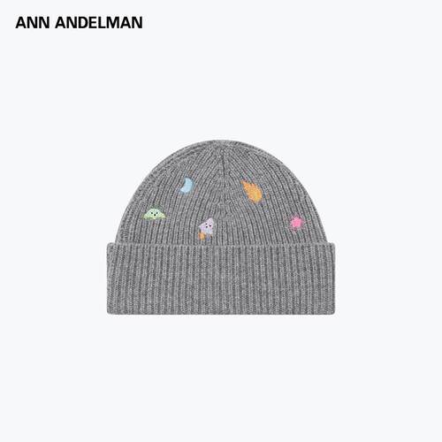 ANN ANDELMAN 秋冬新款男女同款百搭针织帽保暖绣花套头毛线帽