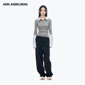 明星同款 拼接衬衫 ANN ANDELMAN秋季 新款 假两件针织衫 女长袖