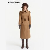 Maison 外套 覆古咖色拼色风衣长款 Wester2025冬季 新品