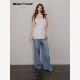 Wester2025年秋季 新品 蓝色时尚 Maison 覆古抽绳阔腿烫钻牛仔长裤