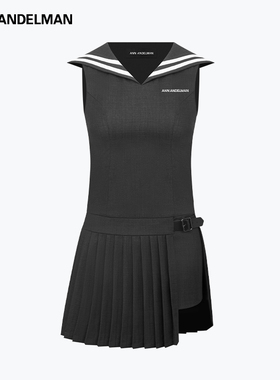 ANNANDELMAN官方直营水手海军领连衣裙女无袖背心裙不规则百褶裙