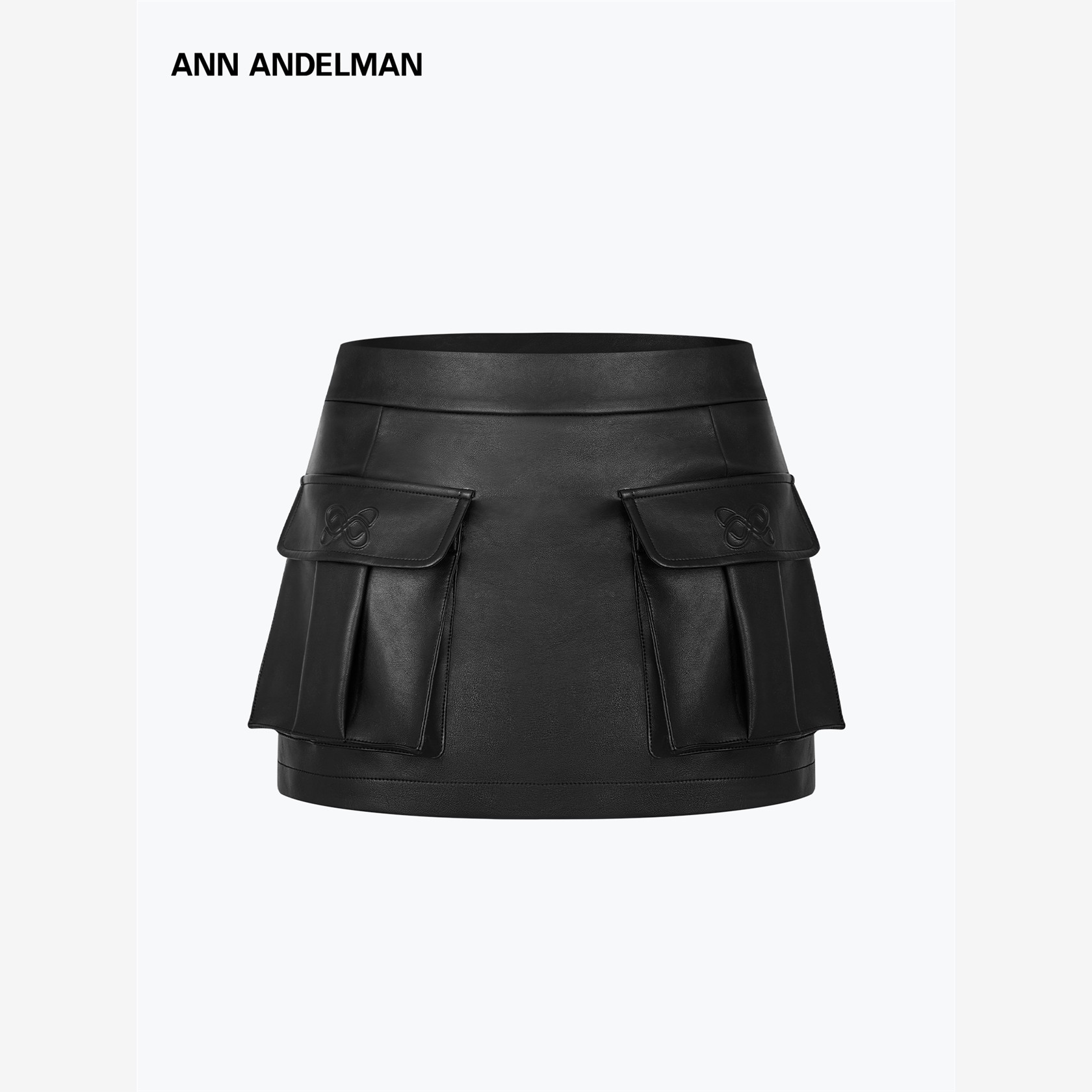 ANN ANDELMAN官方直营大口袋工装皮裙女黑色包臀修身秋季半身裙