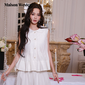 Maison 上衣 官方高级流行好看白色珍珠无袖 Wester2025年夏季 新款