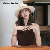 Maison 上衣 棕色简约高领拉链小黑标无袖 Wester2025年夏季 新款