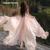 新款 Maison Wester2025夏季 波嬉风雪纺爱心粉色连衣裙可露丽穿搭