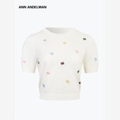ANN t恤 女2025新款 ANDELMAN官方直营 初秋穿搭五彩刺绣针织短袖