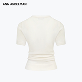 ANDELMAN官方直营 纯色圆领修身 短款 ANN 套头上衣堆叠毛织短袖 T恤