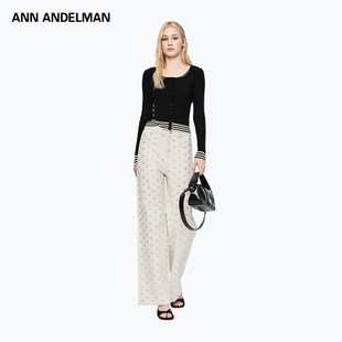 ANN ANDELMAN银河系列满印满天星烫钻LOGO水洗直筒牛仔裤阔腿宽松