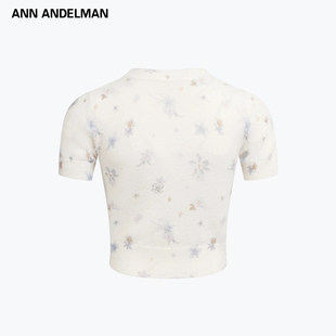 ANN ANDELMAN碎花毛织休闲卡针印花针织短袖上衣女2026早春