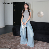 Maison T恤上衣 灰色圆领休闲小标蝴蝶结短袖 Wester2025年夏季 新款