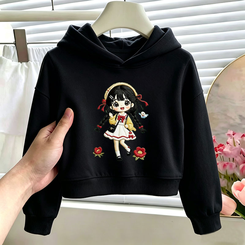 女童连帽卫衣春秋冬季新款好看潮流校园髦女孩打底衫外套洋气上衣