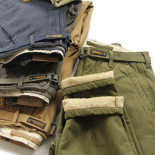 复古长裤 秋冬重磅加厚加绒工装 美式 男宽松直筒百搭保暖休闲裤 潮 裤