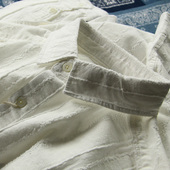 阿美咔叽复古痞帅提花肌理感条纹衬衫 白衬衣外套潮 男宽松休闲长袖